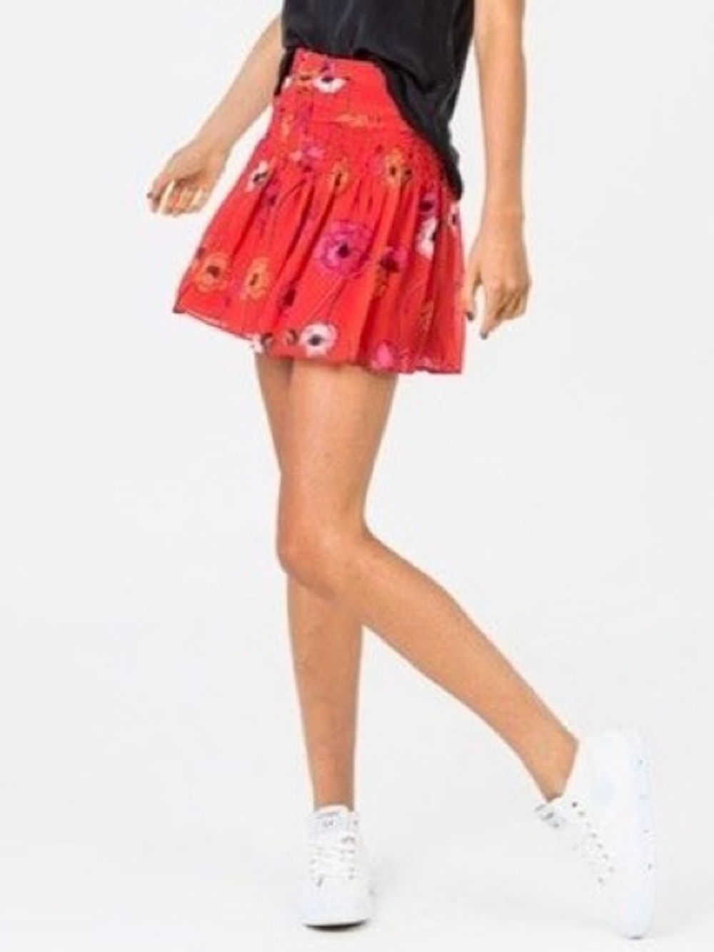 Camilla & Marc Mona Mini Skirt in Red Poppy Floral Print Size 6